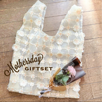 【母の日セット】ソープフラワー　カーネーション　母の日　トートバッグ　刺繍　トートバッグ　フラワー　エコバッグ　オーガンジー 
