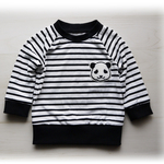 size70～140☆パンダワッペン付きボーダー長袖Tシャツ【受注生産】