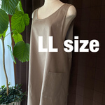 バッククロスエプロン ハーフリネン グレージュ　LLサイズ