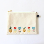 値下げ中〈20cmファスナー〉パイナップル刺繍ポーチ