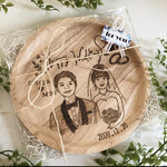 結婚祝い ウッドバーニング似顔絵プレート
