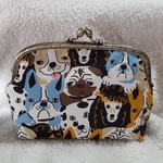 パグカラフルわんこ柄がま口ポーチ