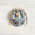 まあるい巾着〈リバティHullabaloo/ハラバルー〉ブルー