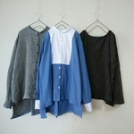 『minorin0213様ご予約』丸襟シャツblue：：バンドカラーシャツvintageblue：：ワイドプルオーバーkhaki