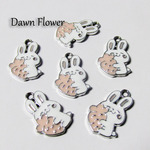 【D-0271】8pcs　ニンジンを抱いたウサギ　21×13mm　ピンク　チャーム