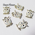 【D-0276】7pcs　フクロウ　17×11mm　ライトブルー　チャーム