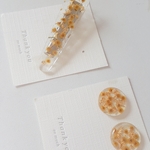 handmade ミモザ ドライフラワー シンプル レジンヘアクリップ