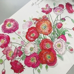 『ポピー』ウォールステッカー/ウォールデコ　春・poppy　アネモネ　Anemone（防水・再剥離両面テープ仕様）