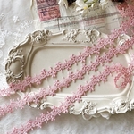 1m 綺麗 花 フラワー ケミカルレース ブレード コーラルピンク BK210330 ハンドメイド 手芸 素材 材料