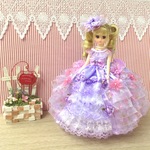 リカちゃん お姫様ドレス 一点物☆ローズオーガンジーフリル パープル