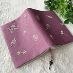刺繍ブックカバー文庫本　ローズ