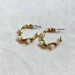 ⑦【１ペア】デザインゴールドパールピアス 