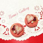 Cake button Earring(苺ムース)