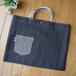 レッスンバッグ☆岡山デニム Ｍ ヒッコリー　習い事　入学
