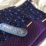 【ｍ様オーダー品】お着替え巾着キルティング切り替え・水筒肩紐カバー★宇宙