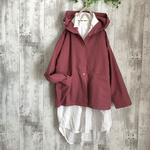 春秋キャンバスcottonリネンアンティークローズフード付きジャケット
