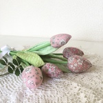 やさしいピンクのチューリップ5本セット　布花