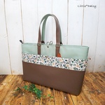 【ke様専用】№1319 倉敷帆布フルートスタディリュック～スモーキーセラドン×リバティエデナム×スモーキーブラウン