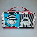 レトロガールプリント★トランク型BOX（裁縫箱、お道具箱にも)