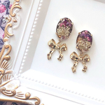 【再販】花鉱石とリボンのイヤリング / ピアス