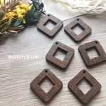 【送料無料】ウッドチャーム  ひし形  ウッド  4pcs
