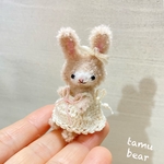 ミニチュア モールアート ニットドレスのうさぎ モールベア ** Tamu bear