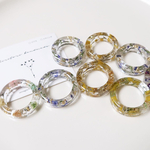 ハンドメイド 押し花とドライフラワーの クリアリング/韓国 指輪