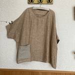 リネンの身巾たっぷり　ももんがプルオーバー　杢茶