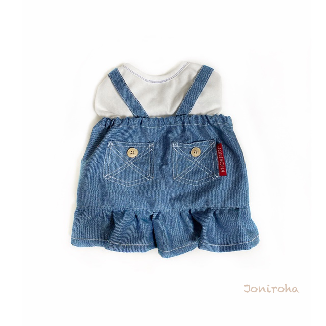 とってもお洒落なデニムサロペットワンピ♡ 犬服　犬服ハンドメイド　ワンピース　デニム　小型犬服　フレンチブルドッグ服　パグ服