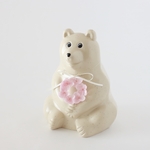 しろくま貯金箱　紫陽花 pink リース 