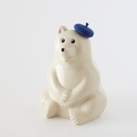 しろくま貯金箱　ベレー帽｟ブルー｠