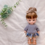 メルちゃん ソランちゃん　ブリティッシュグレートレーナー＆チェックフリルスカートとライトブラウンのコーデュロイリボンヘアバンド