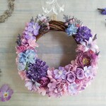  Jolie botanique＜Magenta foncé＞＊ハーフムーンリース＊プリザーブドフラワー＊お花＊ギフト＊結婚祝い＊新築祝い＊お誕生日祝い＊母の日＊春の新作