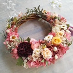 【特別価格】 Jolie botanique＜Rouge carmin＞＊ハーフムーンリース＊プリザーブドフラワー＊お花＊ギフト＊結婚祝い＊新築祝い＊お誕生日祝い＊母の日＊春の新作