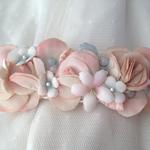 天然石とお花のバレッタ：Rose Quartz×amazonite
