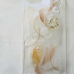 ✴︎ニュアンス　ハンドメイド　iPhoneケース　ベージュ×ゴールドラメ
