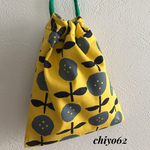巾着袋☆北欧のお花❇︎イエロー コップ袋