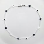ビーズネックレス "white×black"