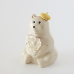 しろくま貯金箱　紫陽花whiteリース & ベレー帽｟マスタード｠2点セット