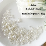 6サイズミックス 穴無しツヤパール オフホワイト 15g ハンドメイド デコ