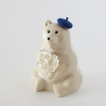 しろくま貯金箱　紫陽花whiteリース & ベレー帽｟ブルー｠2点セット