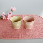 【🌸桜祭り】ゆのみペア（Pi,yel）桜の花びら　１セットのみ