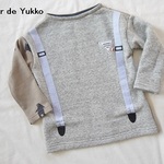 ☆100☆サスペンダー風立体ボートネックカットソー　くま 