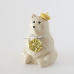 しろくま貯金箱　紫陽花greenリース & ベレー帽｟マスタード｠2点セット