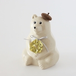 しろくま貯金箱　紫陽花greenリース & ベレー帽｟ブラウン｠2点セット
