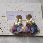 pearl×blue ribbon ピアス　イヤリング