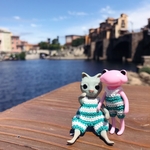 ミャウワールド お着替え サロペット(ミントボーダー)