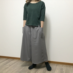シワになりにくい　ライトグレー ガウチョパンツ