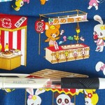 生地　はいから横丁　【お祭り屋台柄　ネイビー】50×50cm　