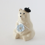 しろくま貯金箱　紫陽花blueリース & ベレー帽｟ブラック｠2点セット
